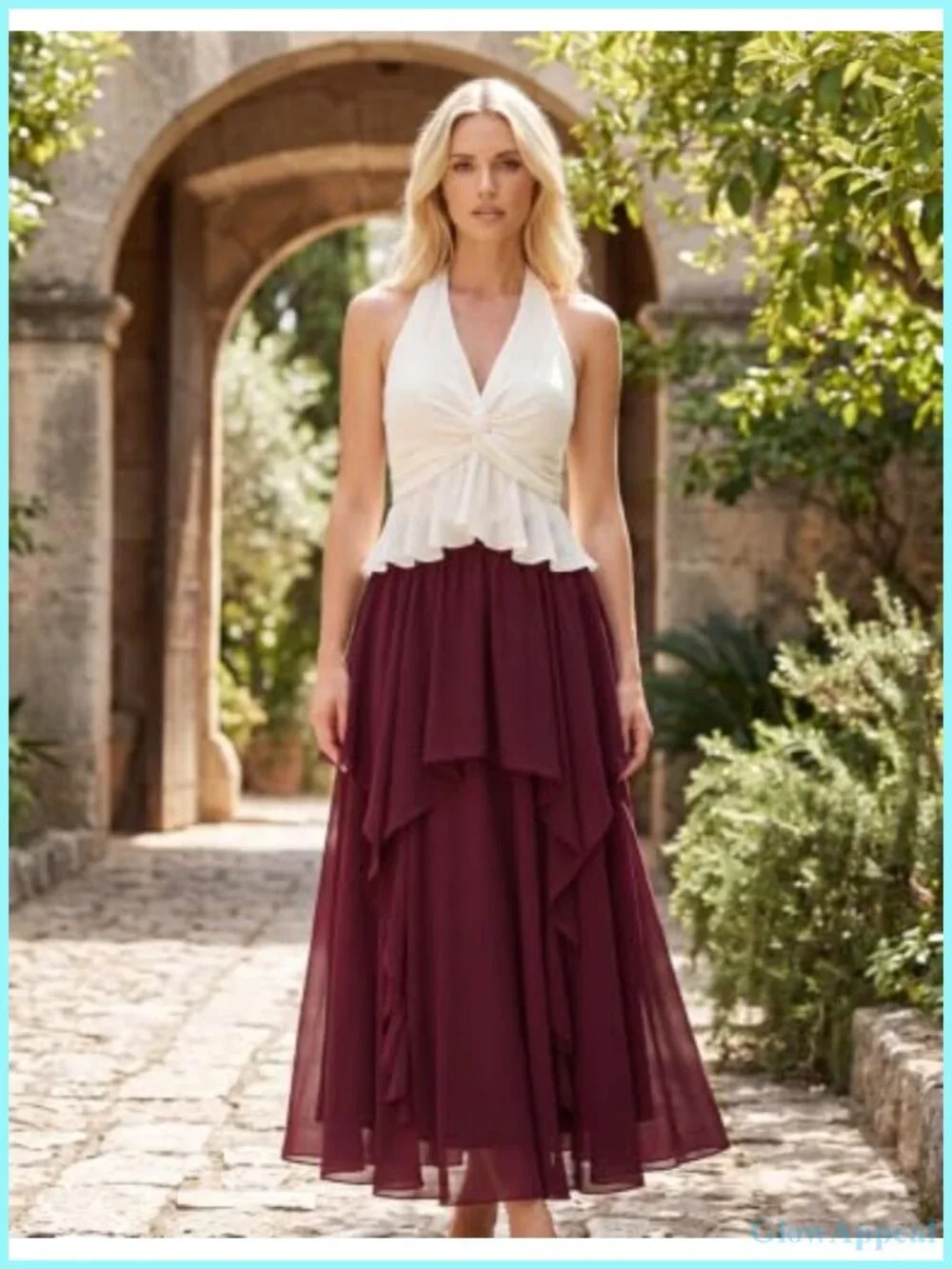 Women's Renaissance Maxi Skirt High Waist A-Line Flowy Ruffle Chiffon Lined